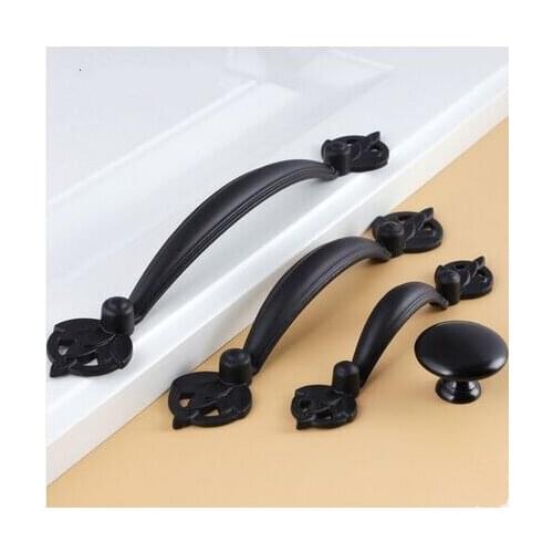 128mm modern simple black furniture handles black kitchen cabinet wardrobe door handle 5" dresser cupboard door pull knob