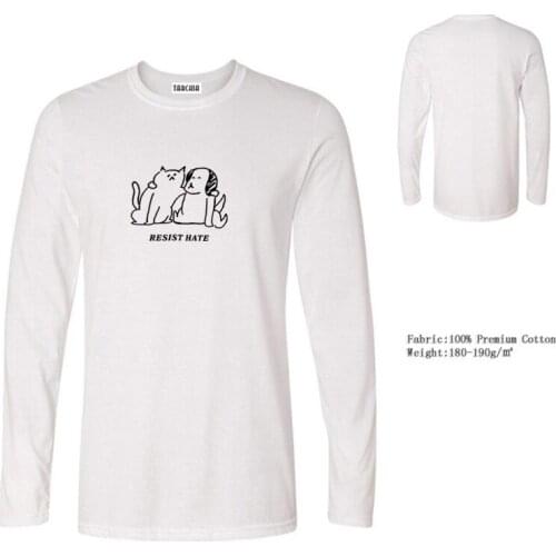 2022TARCHIA Fashion Brand Dog Cat Funny Logo Tops T-Shirt Cotton Plus Women T Shirt Men Clothing Tees Long Sleeve Free Shipping