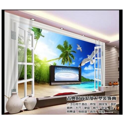 3d wallpaper custom 3d murals wallpaper wall paper sea view outside the window wall painting in the background wall decoration