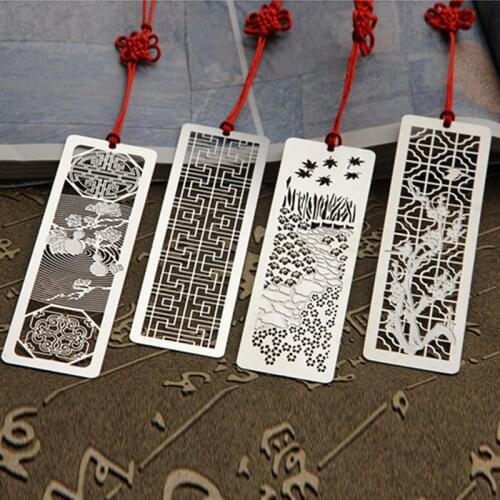 4 Styles Creative Retro Chinese Style Stainless Steel bookmarks Vintage Metal Bookmark For Books Gift 673