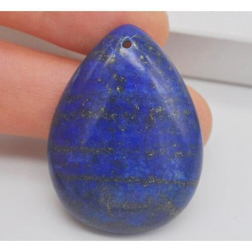 40x30MM Lapis Stone Bead Teardrop CAB Cabochon Hole Jewelry GEM Pendant 1PCS H163