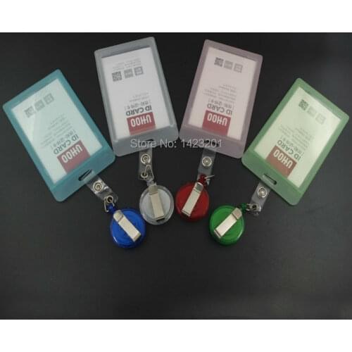 5 Pcs / Lot Hard ID Card Badge Holder + Reel Retractable YOYO Lanyard Credit Vertical