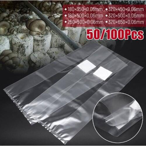 50/100Pcs PVC Mushroom Spawn Grow Bags Substrate High Temp Pre Sealable Garden Supplies Mushrooms Fungus Growing Planting Bags