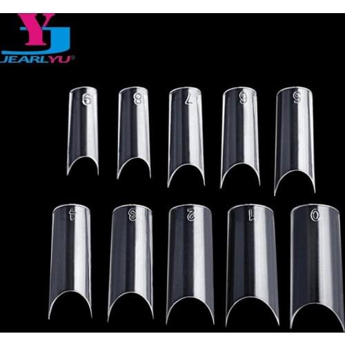 New 500 Pcs Clear Nail Tips High Quality Plastic Nails C Shape Faux Ongle French Manucure Medium Nails Dual Form Nail System Kit