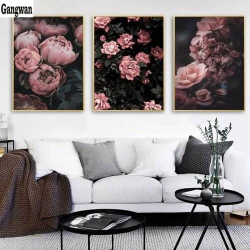 5D DIY Diamond Painting Peony Rose Flower Full square round drill Diamond Embroidery 3D Mosaic 3 pcs home decoration painting