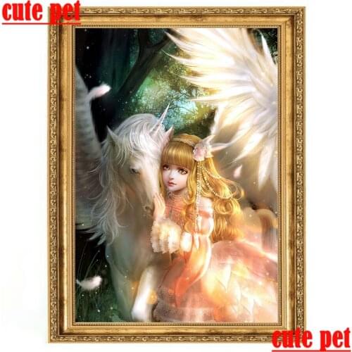 5D cross stitches Unicorn and girl full drill DIY Diamond Painting Character Gift Embroidery Home Decor Diamond Mosaic puzzle