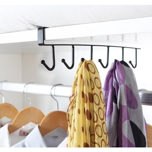 6 Hooks Metal Under Shelf Mug Cup Cupboard Kitchen Organiser Hanging Rack Holder