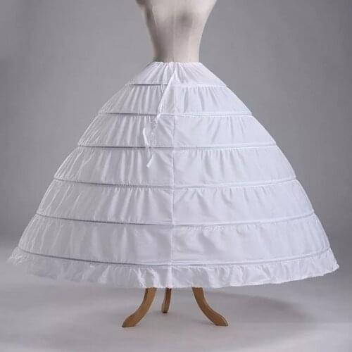 6 Hoops no Yarn Large Skirt Bride Bridal Wedding Dress Support Petticoat Women Costume Skirts Lining
