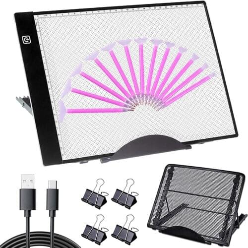 Diamond Painting Light Cushion Kit, A4 LED Tracing Light Box, Diamond Dot Pen with Clip, for Weeding Vinyl Painting