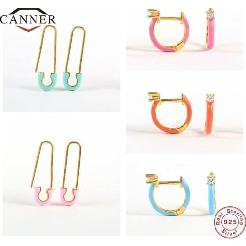 CANNER Exquisite 925 Sterling Silver Colorful Piercing Stud Earrings for Women Girlfriend Jewelry Earring Accessories Gifts