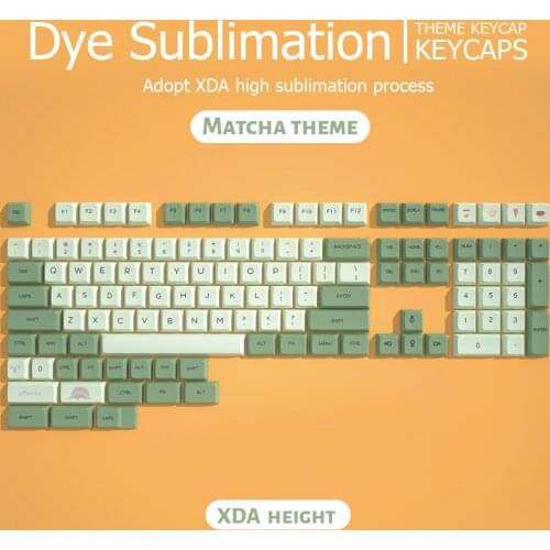 White and green color XDA profile keycap 124 dye sublimated Filco/DUCK/Ikbc MX switch mechanical keyboard keycap PBT Keycaps