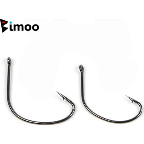 Bimoo 50PCS High-carbon Steel Live Lure Shiner Fishing Hook Straight Eye Saltwater Freshwater Bass Hooks Black Nickel #6 - #5/0