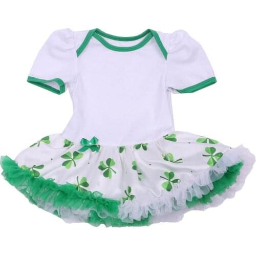 Newborn Baby Girl Bodysuits White Green Vestidos Infantil Meninas Princess Short Sleeve Leaf Tutu Bodysuit Fashion Outfits