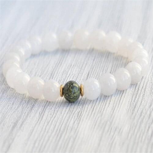 8mm White Quartz Beads Handmade Mala Bracelet Yoga Retro Wristband Tibetan Spirituality Spiritua Religious Prayer Classic
