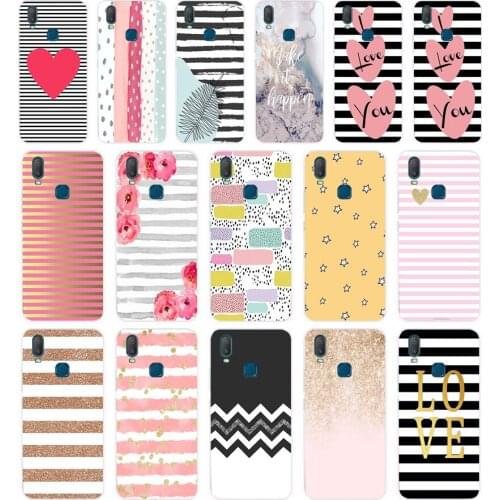 313FG black white stripes gold love gift Soft Silicone Tpu Cover phone Case for VIVO Y3 Y11 Y12 Y15 Y17 Neo Pro Case