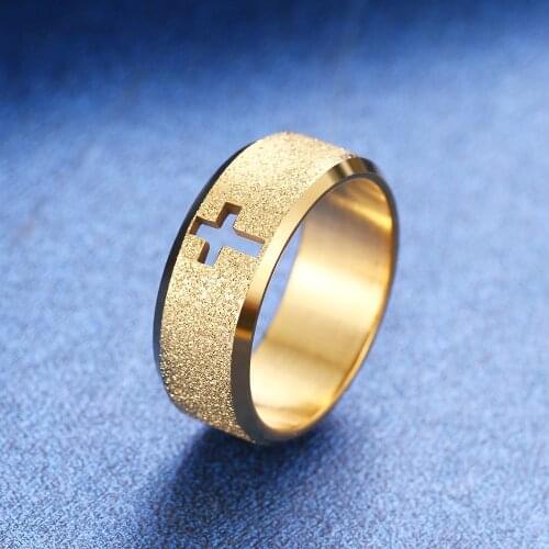 CACANA 316L Stainless Steel High Quality Ring Simple Matte Fashion Hollow Cross Rings Finger Engagement Gift For Women Jewelry