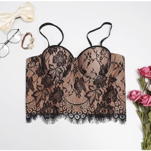 Lace Camisole Womens Outer Wear Super Short Bustier with Steel Ring Gathered Underwear Fashion Embroidery Tube Top y946