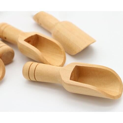 Mini Wooden Spoon Scoop Honey Coffee Condiment Salt Sugar Spoon for kitchen bathing bath salt Kitchen Tools Tableware
