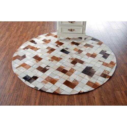 Fashionable art carpet 100% natural genuine cowhide leather felt ball carpet
