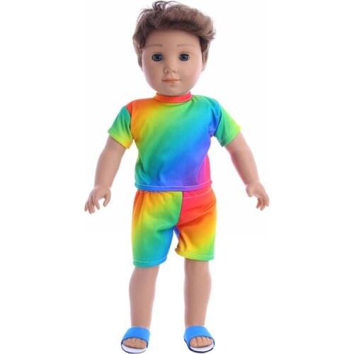 ZWSISU Fashion Fade Summer Suit Fits 18 Inch & Boy Dolls Logan Doll Outfits for Chrid Summer Gift