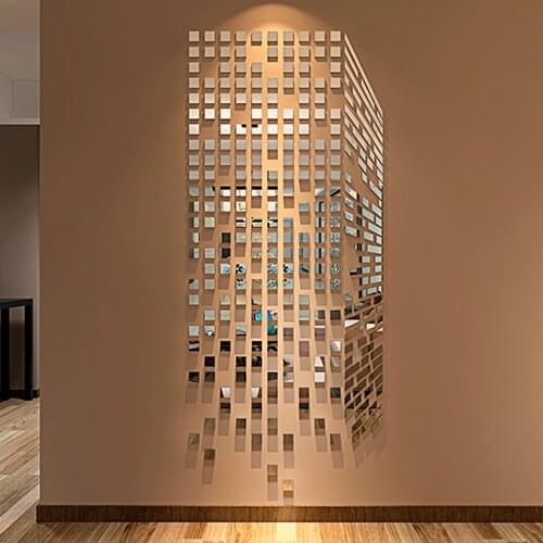 DIY Mosaic Little Squares 3D Acrylic Mirror Wall Sticker Living Room Sofa TV Background Wall Decoration Self Adhesive Home Decor