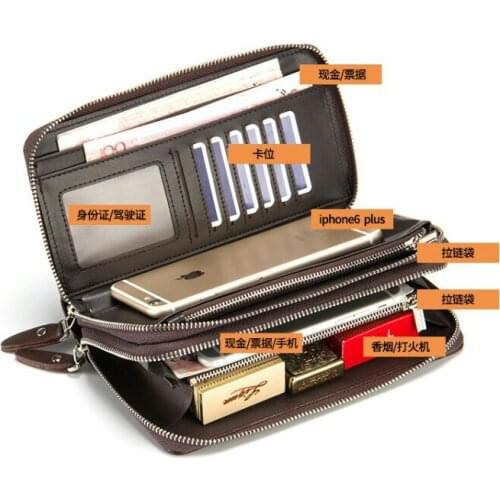 Men wallets Cross-border mens wallets card clutch bag zipper coin purse multi-card mobile phone purse long wallet high quality
