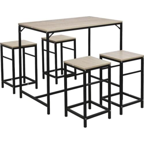 A Set Of 4 Dining Chairs + 1 Dining Table Set Home Furniture Dinette Durable Dining Table Dinner Chair Dining Room Set HWC