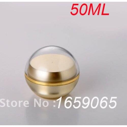 New 50g gold acrylic ball shape cream jar plastic jar f eye cream day cream capsule moisturizer gel cosmetic packing ball jar