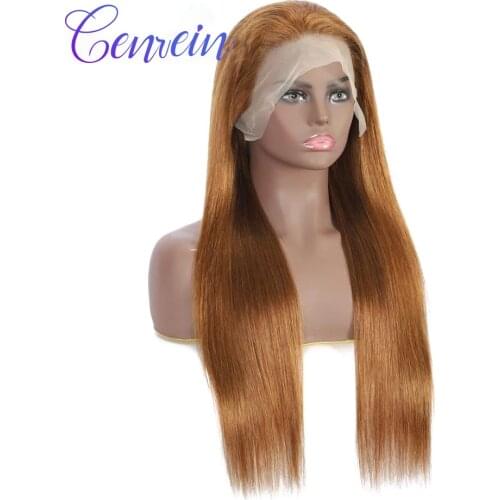 Orange Giner #30 Brazilian Bone Straight 180% Lace Front Human Hair Wigs For Women Pre plucked Transparent 13x4 Lace Front Wig