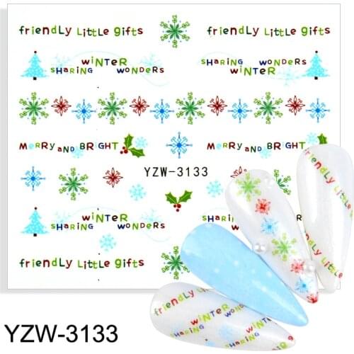 Christmas Nail Art Stickers 3D Winter Santas Snowman Watermark / Self Adhesive Slider Decals Xmas Manicure Nails Decoration Tips