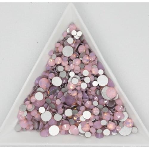Pink Opal Glass 3D Nail Art Decorations ss3 ss4 ss5 ss6 ss8 ss10 ss12 ss16 ss20 ss30 ss34 Crystal Nails Non HotFix Rhinestones