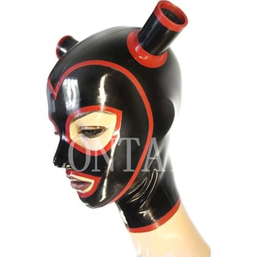 2021 new handmade sexy exotic lingerie female male unisex latex hoods mask with wig tress hair tube cekc club fetish costumes
