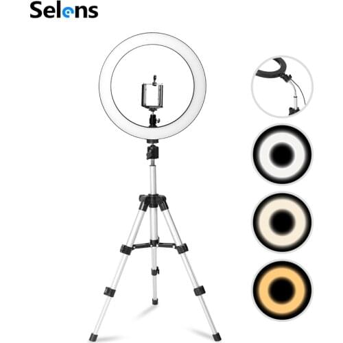 Selens Portable Ringlight 26cm LED Ring Light With Tripod and Flexible Arm For Vlog Video Beauty Makeup Live Portrait