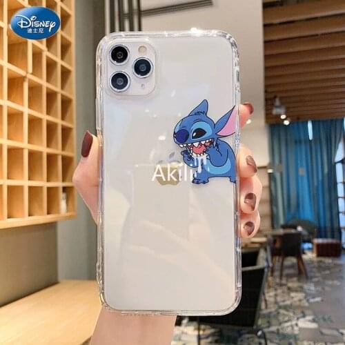 DISNEY 2021 Stitch Silicone Case for IPhone 11 12Pro Xs Max iPhone SE 2020 6 7 8 Plus Official Liquid Silicon 360 Full Cover
