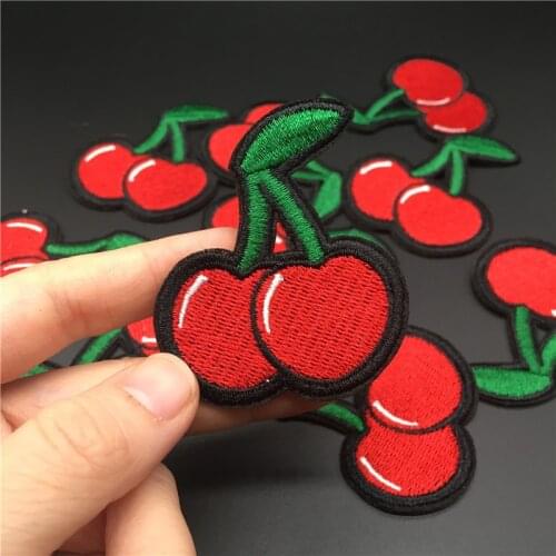 Cherry Fruit Cute Clothing Patch Size: 4.8x5.2cm Diy Embroidered Iron On Patch for Clothes Sticker Girls T-Shirt Dress Appliques