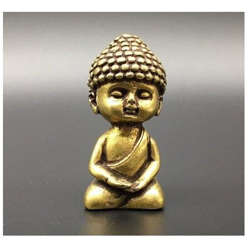 Collectable Chinese Brass Carved The Little Novice Monk Exquisite Small Statues