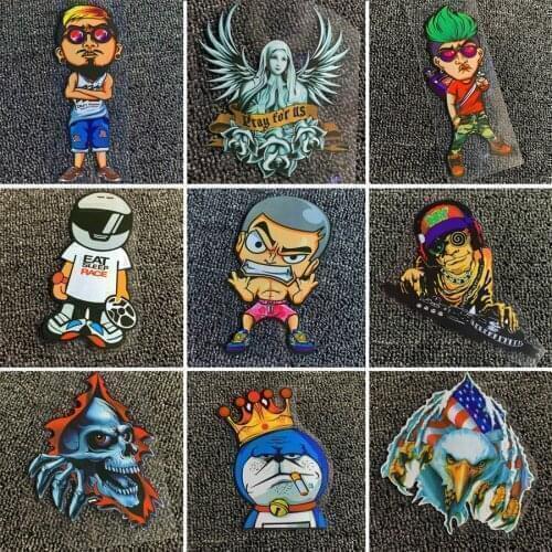 Reflective Motorcycle Scooter Car Styling Sticker Side Strip Helmet Creativity Doraemon Racer waterproof cartoon Decal