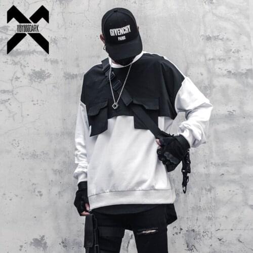 11 BYBBS DARK Men Color Block Patchwork Sweatshirt Streetwear 2021 Fashion Harajuku O-Neck Pullover Loose Tops WB300
