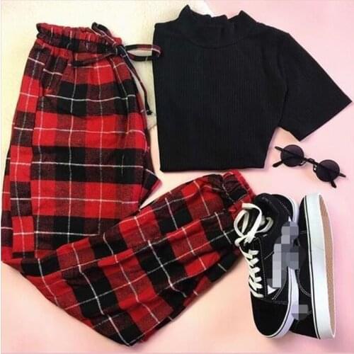 FOCUSNORM 1-6Y Fashion Kids Girls 2pcs Clothes Sets Long Sleeve Turtleneck Solid Knit Sweater Tops Plaid Pants