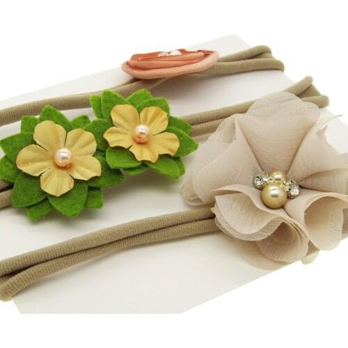 TWDVS 3 lovely flowers Newborn Hair Elastic Bands Kids Flower Set Hair Accessories Ring Headband W255