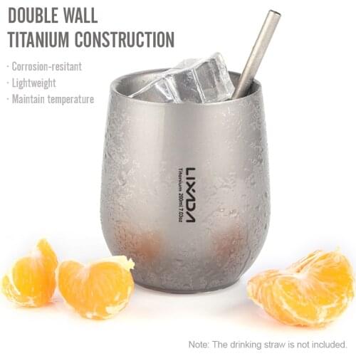 Lixada 200ml Ultralight Titanium Double Wall Insulated Water Cup Tea Cup Mug for Outdoor Camping Hiking Backpacking Home Office