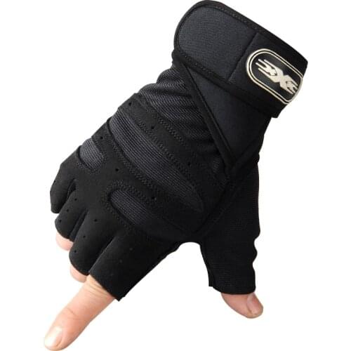 Adult Men Fitness Training Gloves Bodybuilding Half Finger GYM Gloves Non-Slip Extended Wrist Support Weightlifting Sports