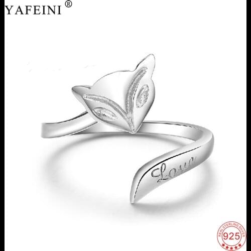 925 Sterling Silver Sexy Fox Resizable Open Ring Charming Finger Ring anillos mujer For Women Fashion Jewelry Gift bague femme
