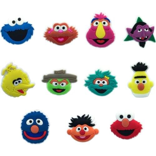 1pcs Cartoon PVC Shoe Charms Sesame Street Shoe Accessories Shoe Buckle Decorations fit Croc JIBZ Kids X-mas Gift
