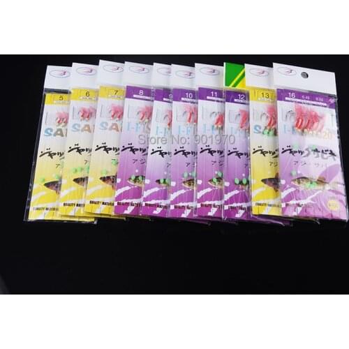 DORISEA SABIKI 1Pack=30hooks Fishing String Hook with Nylon Fishing Line Luminous Beads