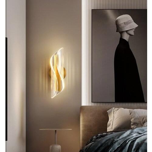 2021 Modern Stylish Gold LED Wall Lamp For Living Room minimalist decor Hallway Corridor Bedroom Sconces Light Fixture vanity