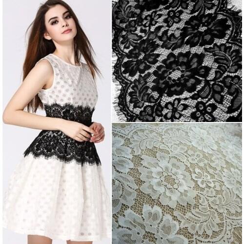 3 Meter/Lot White Eyelashes Lace Trimmings Fabric Flower 28cm/wide African Lace Fabric Wedding Dress Clothing Handmade Lace Trim