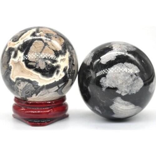 40mm Silver Leaf Jasper Quartz Crystal Shpere Healing Reiki Gemstone Massage Ball Trinket Natural Stone Decoration With Stand