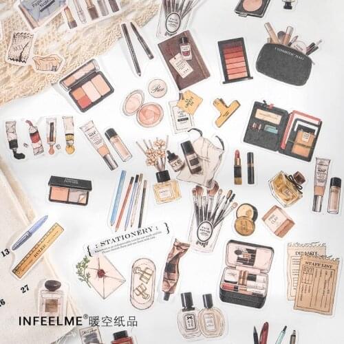 40pcs/Pack Makeup Perfume Scrapbooking Washi Paper Sticker For DIY Stationery Diary Mobile Adhesive Decoration Seal