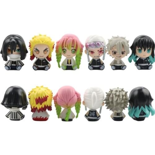 6PCS Kimetsu no Yaiba Demon Slayer Tanjirou Tomioka Giyuu Zenitsu Inosuke Nezuko 5CM Anime PVC Action Figure Toy Retail